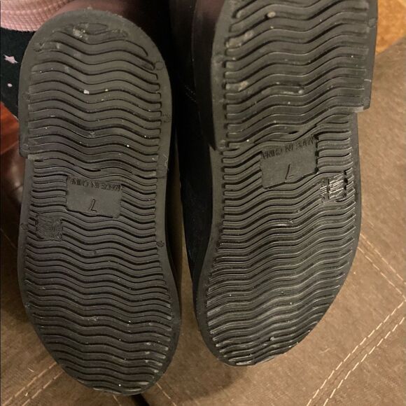 UNIQUE KNEE HIGH RUBBER/FUR SOCK BOOTS - SZ 7 - Picture 5 of 7